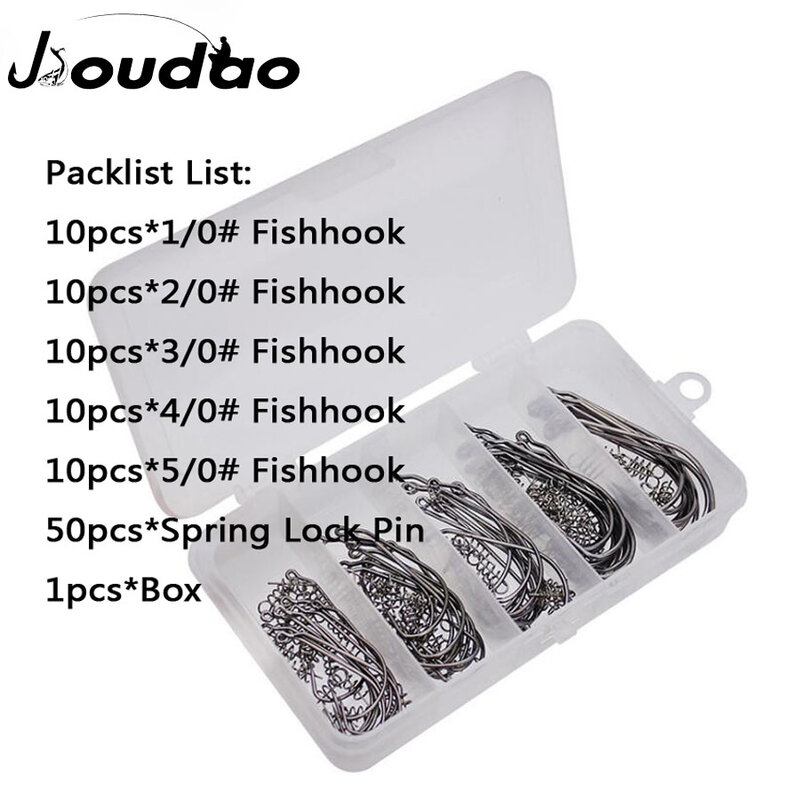 Jioudao 50 Pcs/lot Memancing Kait Baja Karbon Lebar Super Lock Fishhooks Lembut Cacing Lure Softjerk Kait 1/0 #-5/0 # Fishing Tackle