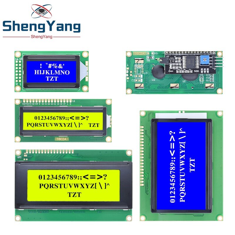 TZT-LCD1602 LCD 1602 Módulo, Tela Azul e Verde, 16x2, Personagem 20X4, Controlador HD44780, 2004, 12864