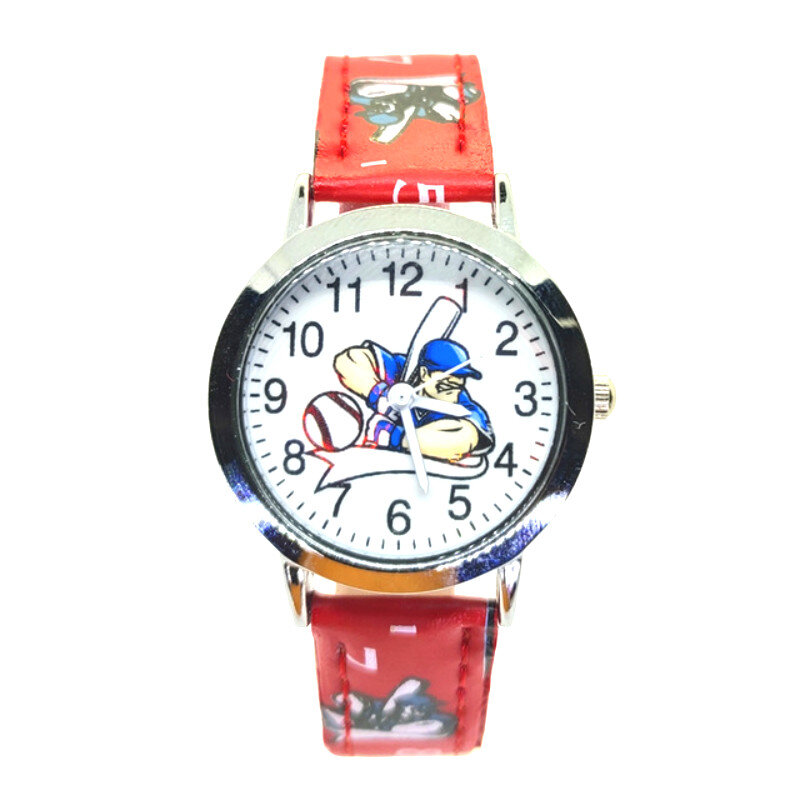 Children Watch Cartoon Print Leather Strap 4 Styles Dolphin Football Baseball Fire Truck Kids Watches for Boy Girl Gift Clock