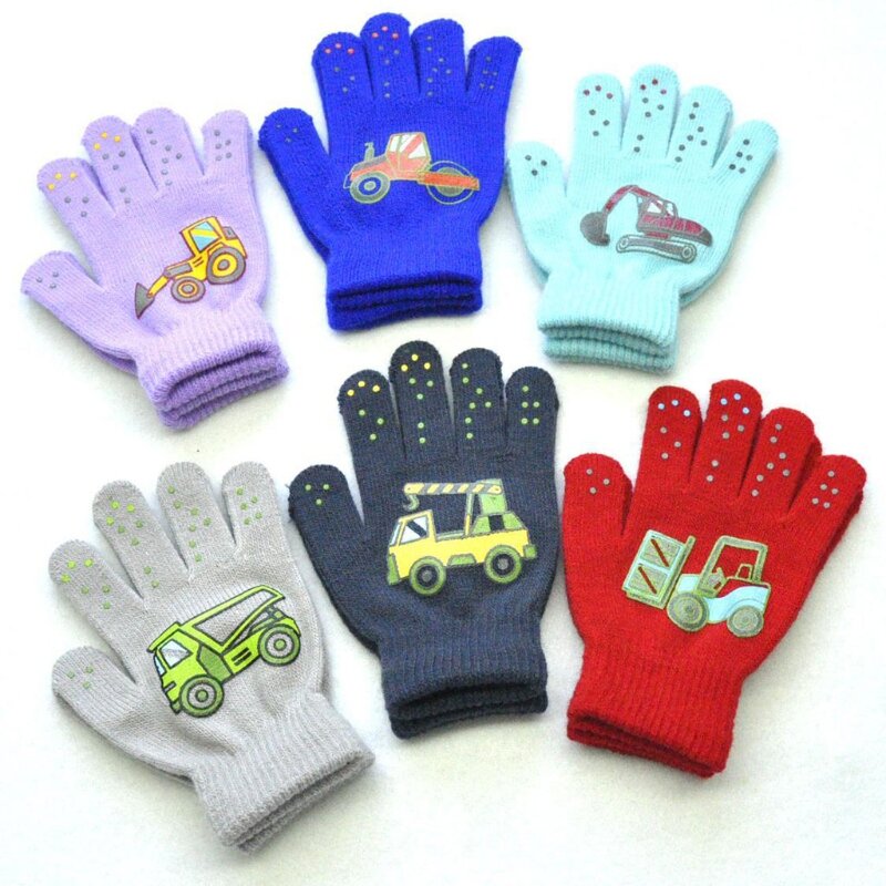 男の子と女の子のための漫画の冬の手袋,柔らかいゴム製のミトン,1〜5歳の子供のための派手な色のミトン