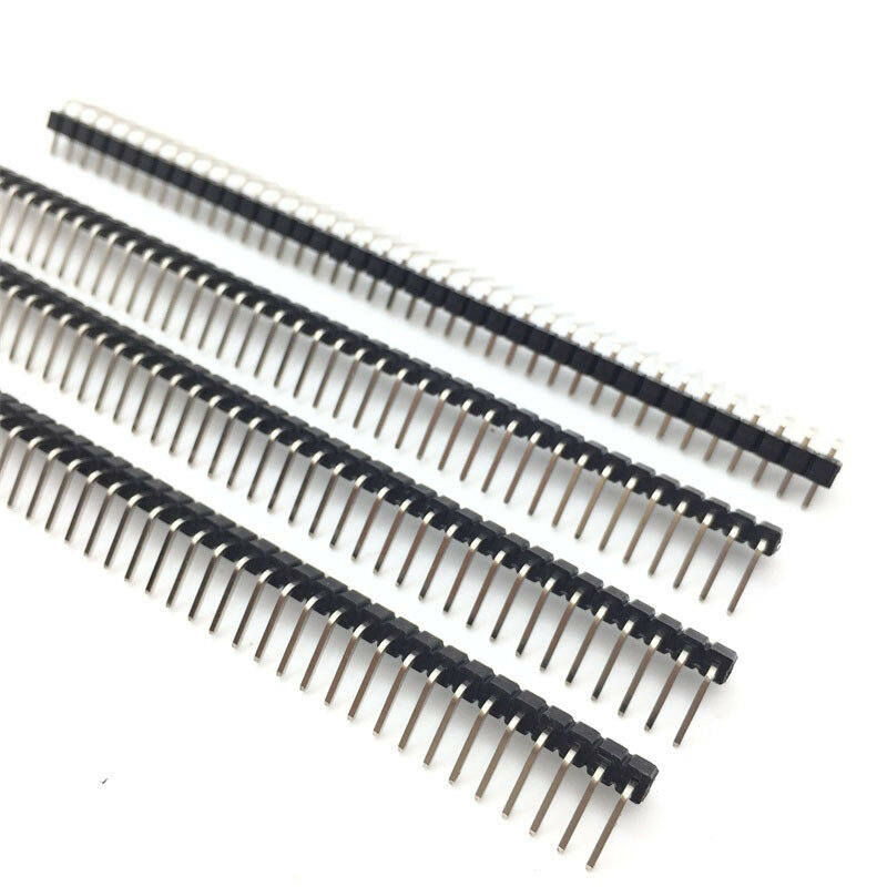 Conector de aguja de ángulo recto, cabezal de Pin de una sola fila, macho de 90 grados, 1x40 Pines, 2,54mm, 10 unidades