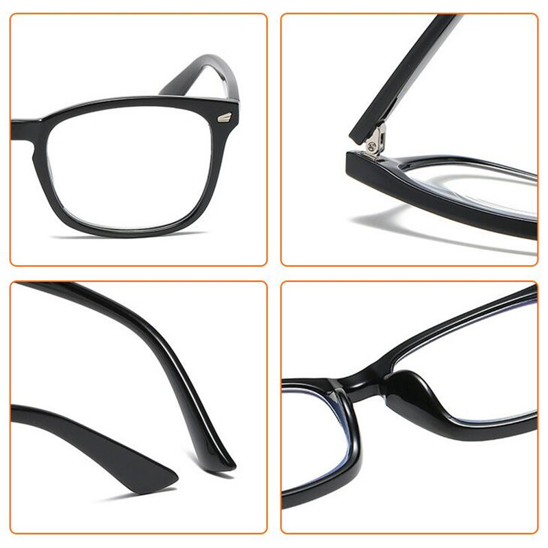 Fashion Anti Blue Light Presbyopic Spectacles Women Men Full Frame Square Power Glasses Magnifier 0 +100 +150 +200 To +400
