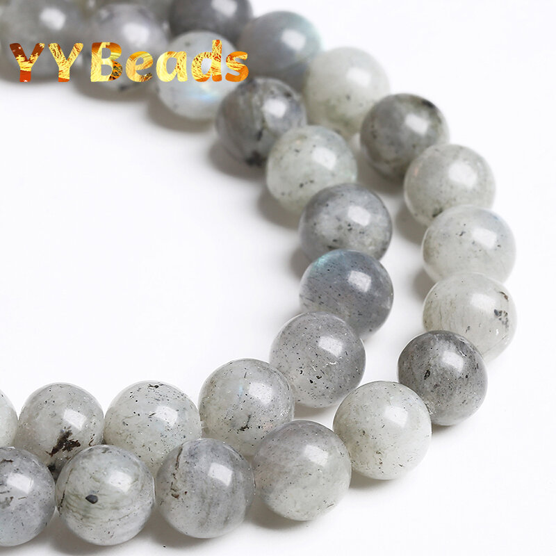 Natural Gray Labradorite Larvikite Stone Beads Round Loose Beads For Jewelry Making DIY Accessories 15'' Strand 4/6/8/10/12mm