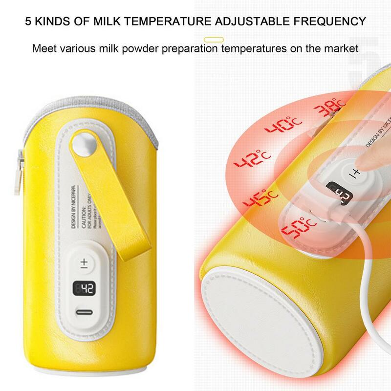 Portátil garrafa aquecedor usb carro para fora garrafa de leite termostato aquecimento quente aquecedor de calor com 5 níveis de temperatura ajustável