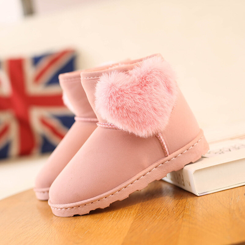 Sapato infantil de neve, calçado quente de inverno para meninas com pelúcia grossa, botas curtas para pai e criança, sapato para crianças, 2021