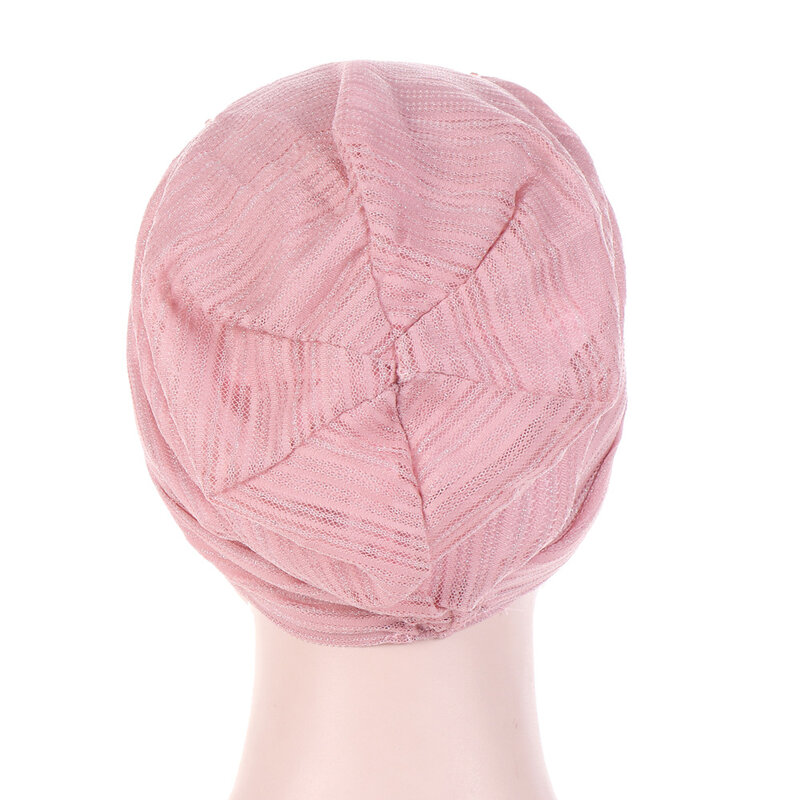 Turbante de encaje fino para mujer, suave y transpirable hijab, de algodón sólido, interior, para verano