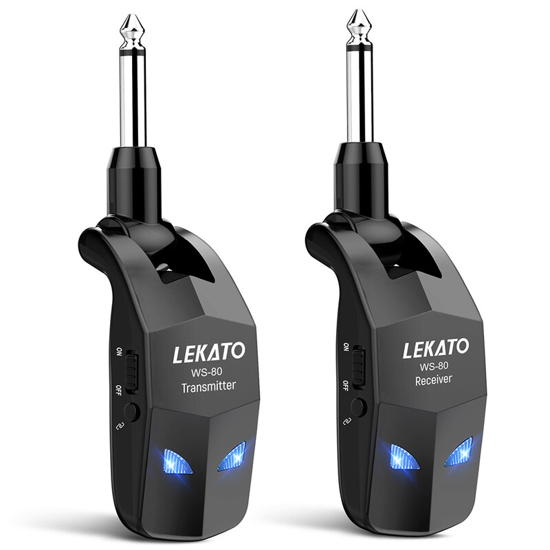 Lekato-sistema inalámbrico para guitarra eléctrica, transmisor y receptor de 2,4 Ghz, recargable, incorporado