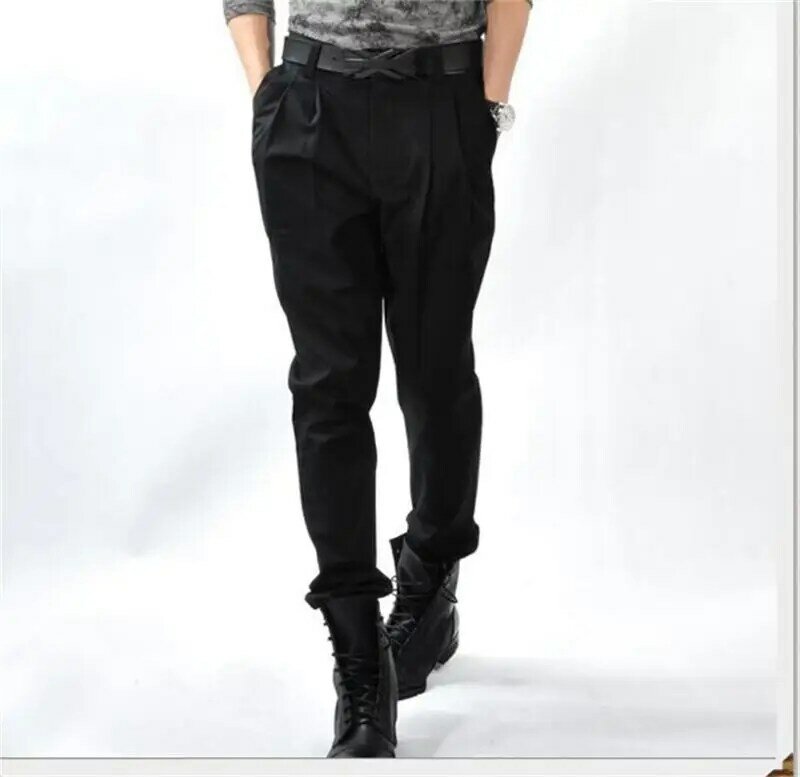 Men's pants spring and fall fashion casual small feet pants bloomers boots trousers for men plus black yamamoto style