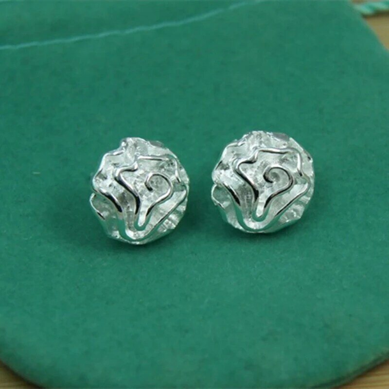 BABYLLNT 925 Sterling Silver Cute Rose Flowers Stud Earrings For Women Best Gift Silver Charm Jewelry