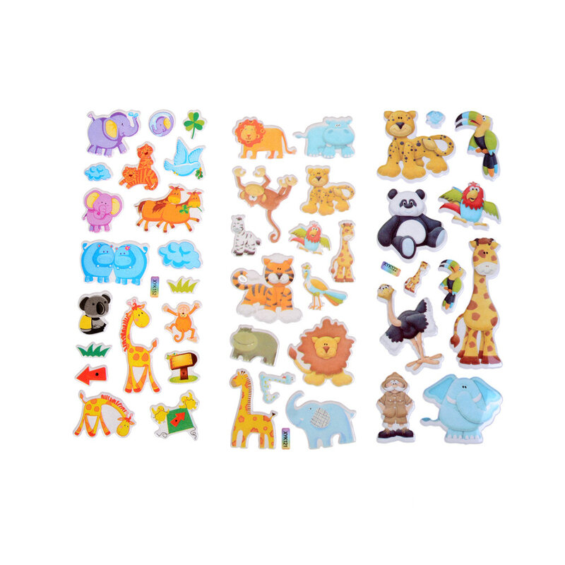 Hot Kartun Hewan Kebun Binatang 3D Stiker Anak-anak Laki-laki Perempuan PVC Stiker Mainan Anak-anak 7.2 Cm X 17Cm