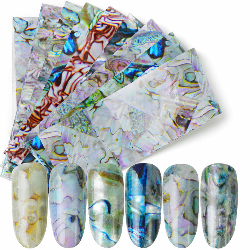 Marble Nail Charm Transfer Sticker Colorful Shiny Stone Nail Art Foil Stickers Glue Transfer Gorgeous Manicure Art Decorations