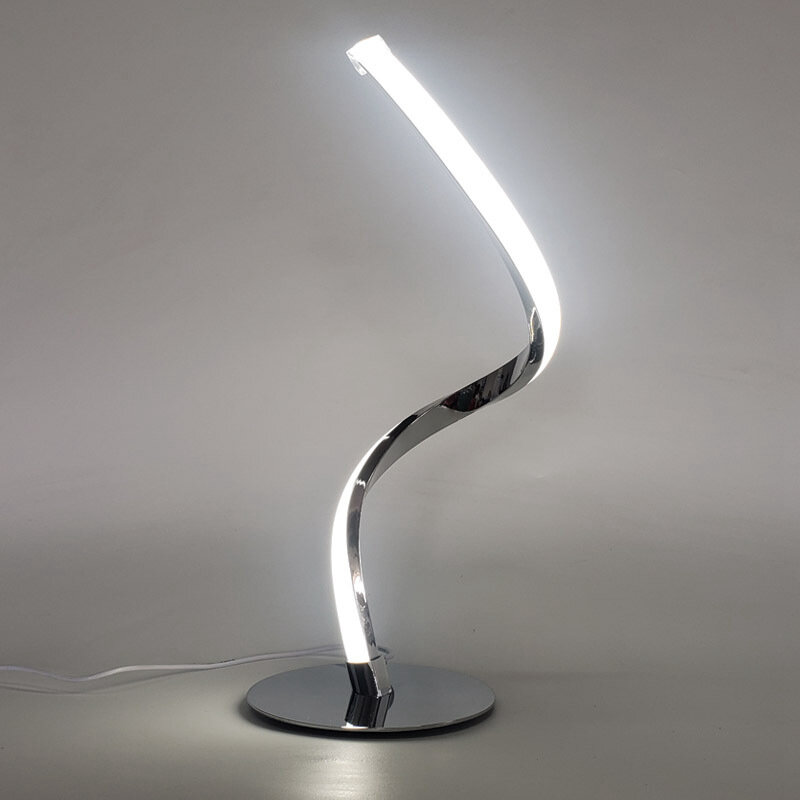 Luminária de led espiral para mesa, luminária de cabeceira curvada, branca quente e branca, abajur com toque, decoração para sala de estar, leitura e casa