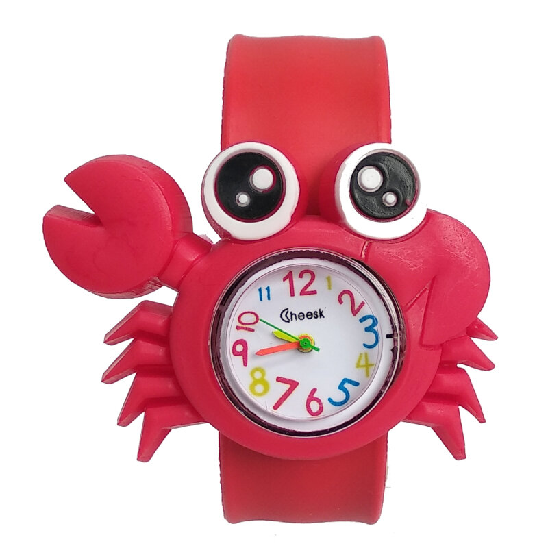 Reloj de pulsera de cuarzo para niños, cronógrafo de dibujos animados 3D de cangrejo/tortuga/tiburón, banda de silicona, creativo, regalo de Navidad
