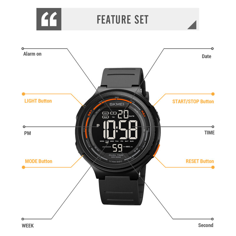 SKMEI-Montre-bracelet numérique de sport pour homme, horloge de compte à rebours DNono, marque supérieure, cadeau à la mode, nouveau, 2021