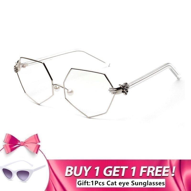LONSY Fashion Transparent  Anti Blue Light Cat Eye Glasses Frames Women Retro Eyeglasses Female Oversized Optical Spectacles