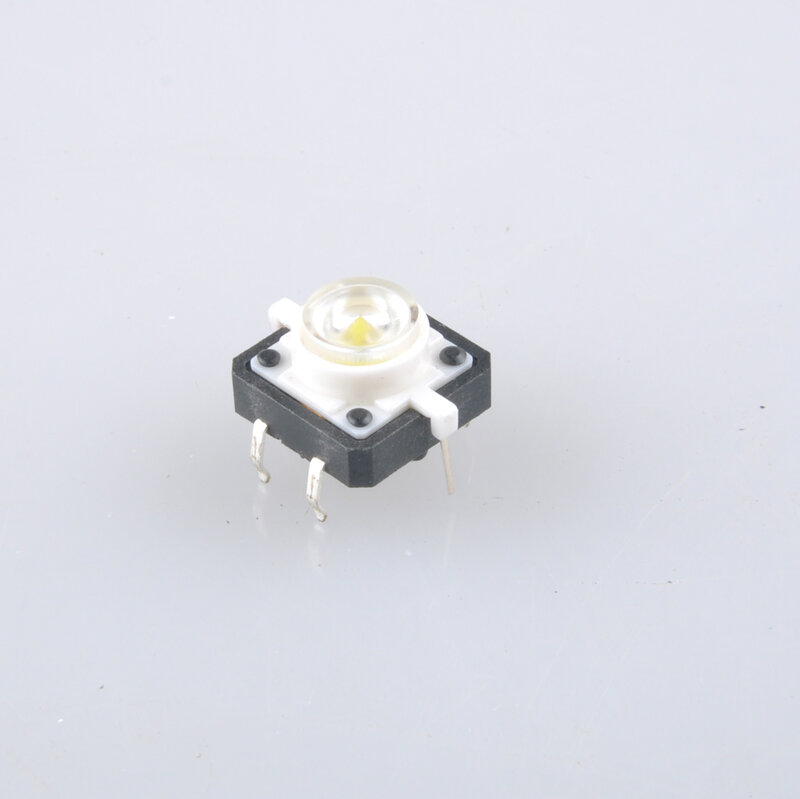 RCmall 20 Buah Sakelar Tombol Tekan Taktil Mini dengan LED Putih 12*12*7.3Mm 4pin
