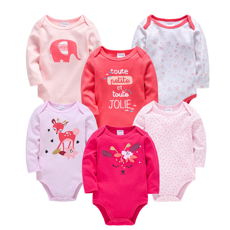 Kavkas-Conjunto de ropa de moda para bebés, Body de algodón suave de manga larga, para otoño, 3 y 6 unidades