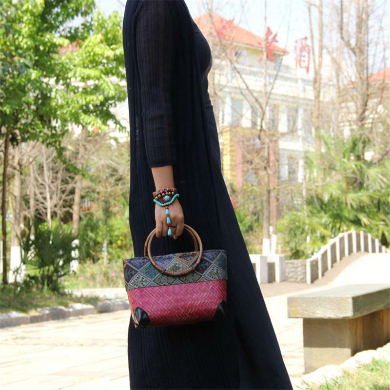 حقيبة يد ريترو يابانية منسوجة يدويًا ، 25 × 14 سنتيمتر ، حقيبة صغيرة من الخيزران الأصلي ، حفل تخزين الشاي ، a6109