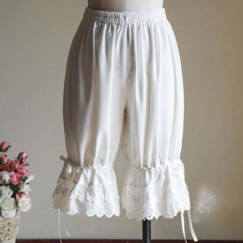 Celana Pendek Musim Panas Celana Pendek Wanita Renda Celana Kaki Lebar Wanita Mode Celana Pendek Pinggang Elastis Longgar Kasual