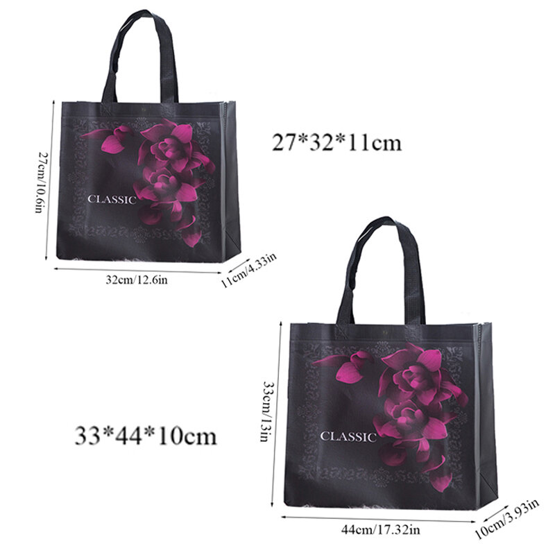 Bolso de compras de gran capacidad para mujer, bolsa ecológica de tela no tejida con flores rosas, reutilizable, de viaje