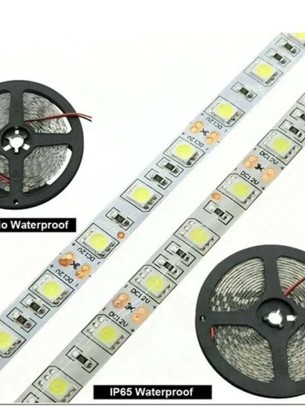 Tira de luces LED de 24 V y 24 V de CC, cinta de luz flexible resistente al agua, RGB, 24 V, 5 metros, 60Led/m