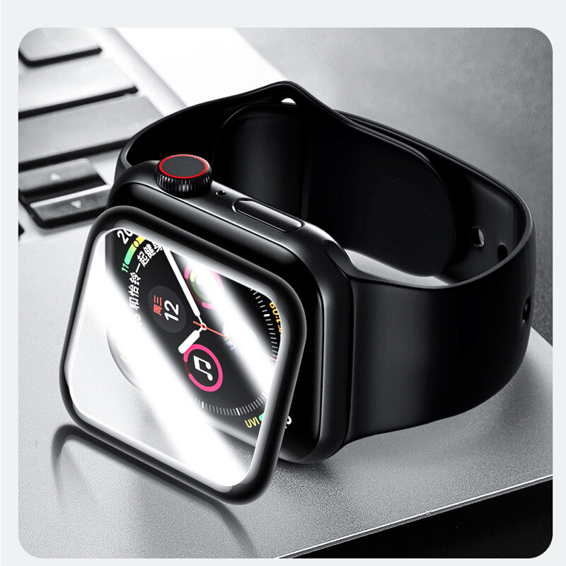 Protetor de tela para apple watch se/6/7/5/4/3/2 iwatch 44mm 40mm 42mm 38mm 3d curvado anti-bolha de vidro protetor