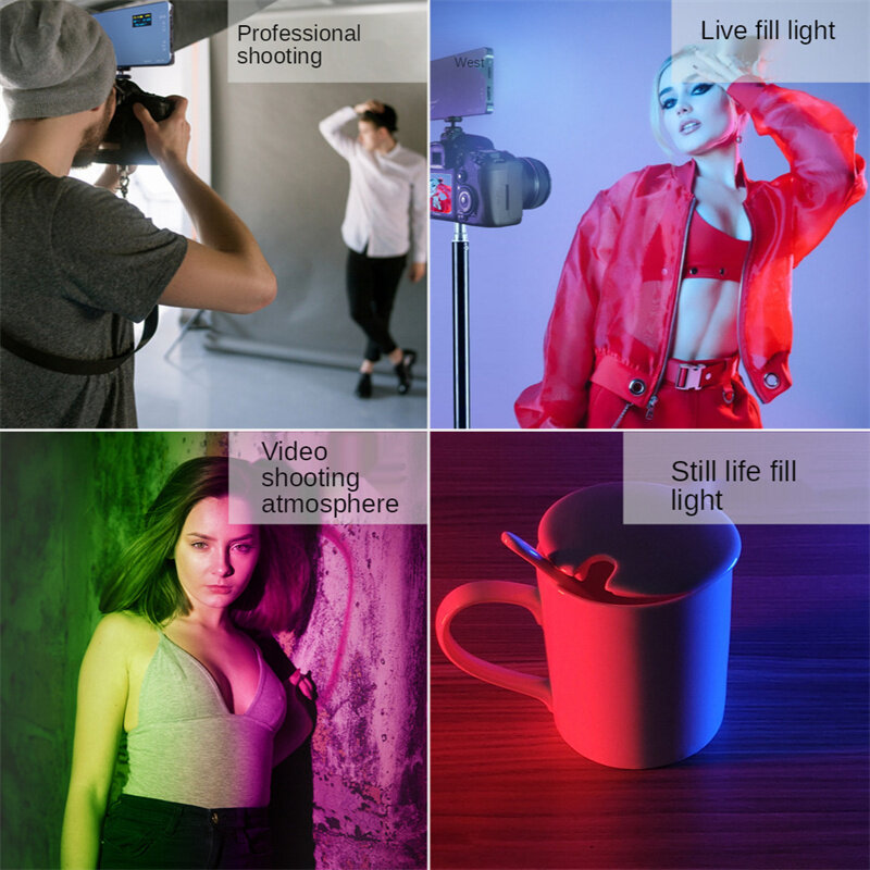 لايف ملء ضوء المحمولة المحمولة SLR التصوير كاميرا لينة ضوء led الفيديو الضوئي rgb كامل اللون مصباح جيب