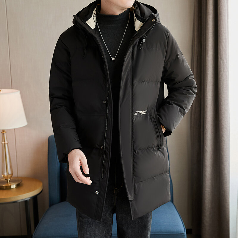 Мужская зимняя куртка на утином пуху, с капюшоном, размеры до 4XL