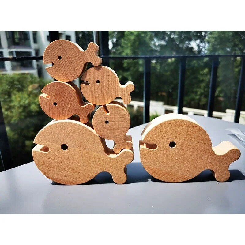 Children Handmade UnPaint Wooden Peg Dolls Fishes / Kids Raw Wooden Doll Fish Toy DIY Painting Craft Early Learning
