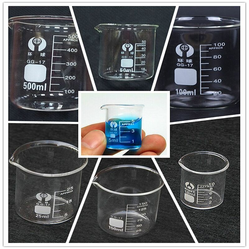 Vidro borosilicato copo de medição, alta borosilicato, copo, Daike, Laboratório Químico Suprimentos, Instrumento de Ensino, 5 ml, 10 ml, 50 ml, 100ml
