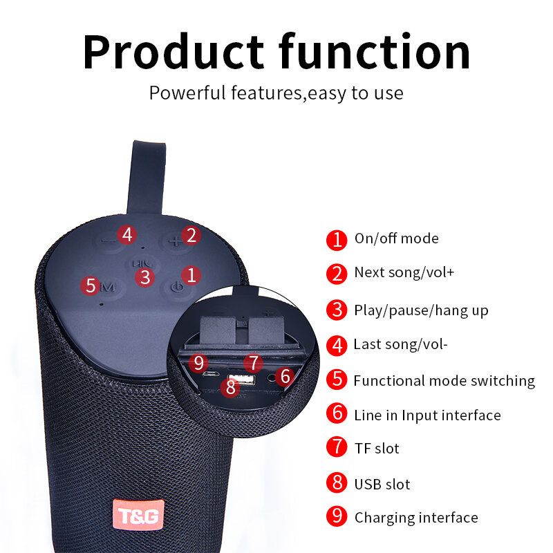 Haut-parleur Bluetooth Portable étanche haut-parleurs sans fil en plein air barre de son Subwoofer haut-parleur barre de son TG113 TG113C TG117
