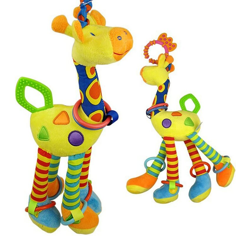 Rasseln für baby Giraffe Tier Handbells Rasseln Plüsch Infant Baby entwicklung Griff kinder spielzeug Mit Beißring Baby Spielzeug