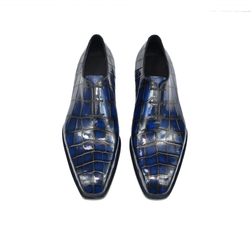 Zapatos de cocodrilo para hombre Oxford Goodyear marca italiana de lujo hechos a mano Vintage Retro Oficina Formal boda fiesta hombres vestido zapatos