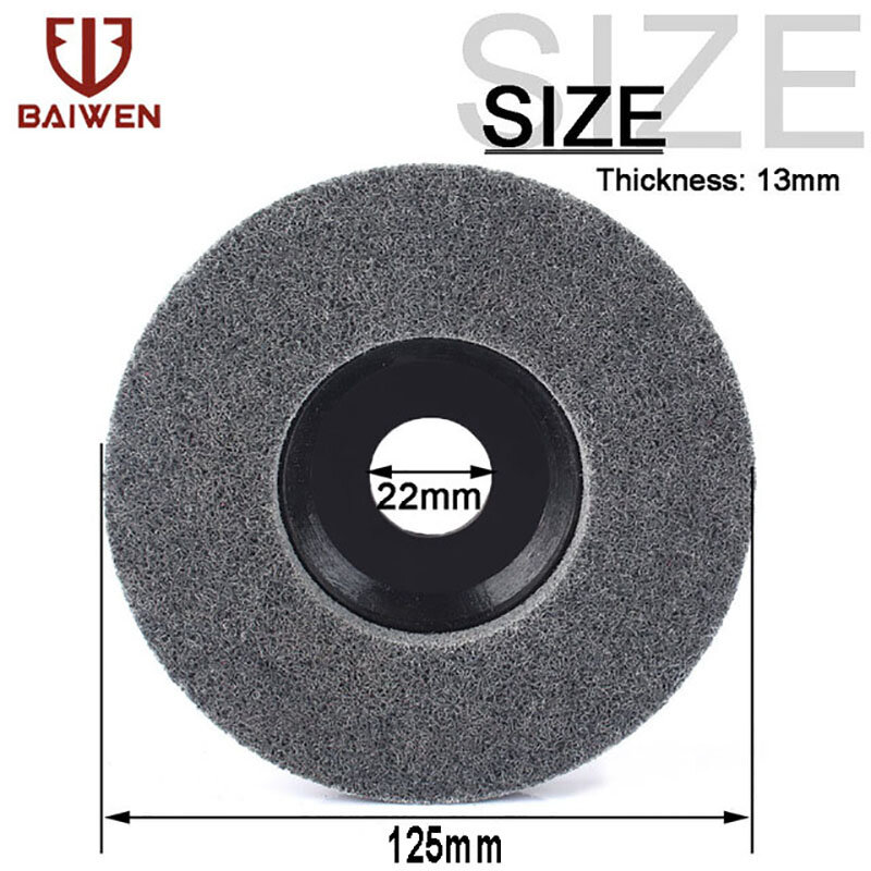 Roda de polimento de fibra de nylon, disco abrasivo não tecido, rebolo para metal, 4-5 ", 100mm, 115mm, 125mm