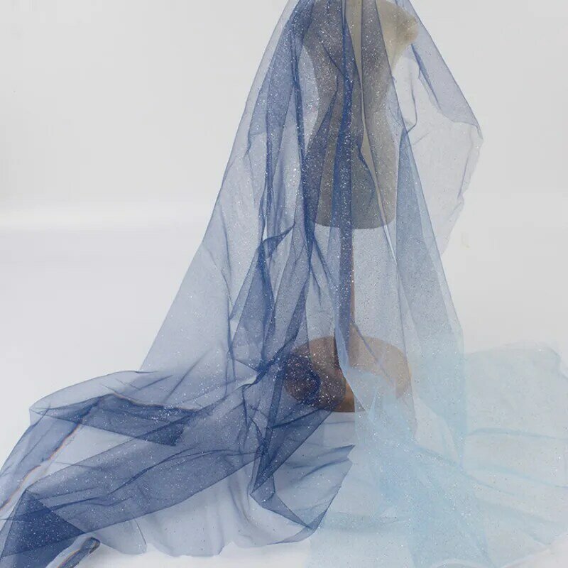 Kolorowy różowy niebieski Gradient drukarnie cekiny tkaniny poliester Mesh gaza Patchwork szycia mody strona dekoracji kostium tkaniny