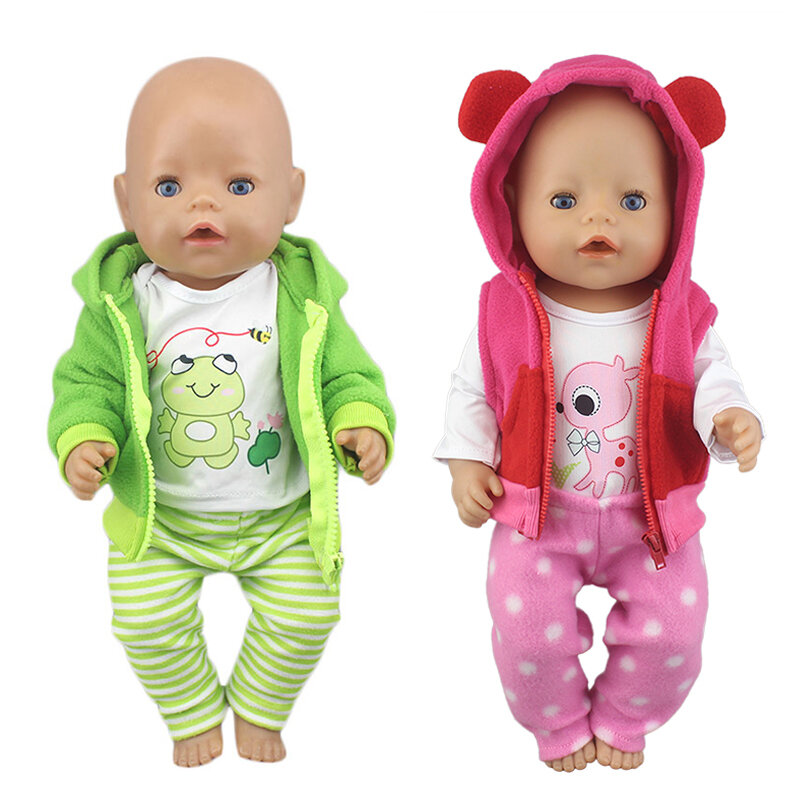 Новинка 2023 г., костюм с симпатичной лягушкой, подходит для кукол-младенцев 43 см, Одежда для кукол-младенцев 17 дюймов