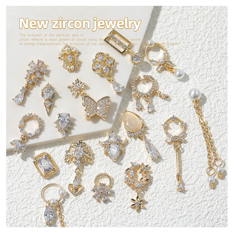 HNIUX 2 kawałki 3D Metal cyrkon paznokci biżuteria artystyczna japońska perła dekoracje wiszące najwyższej jakości kryształ Manicure diamentowe Charms
