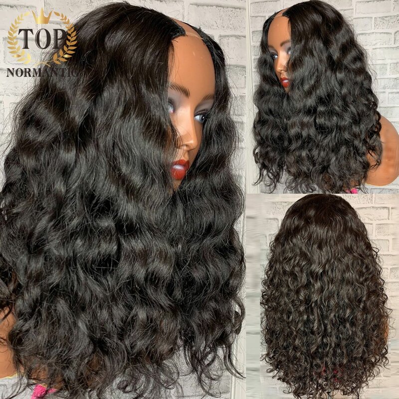 Topnormantic натуральная волна U часть парик бразильские Реми человеческие волосы парики 250 плотность натуральный цвет U часть парики для черных женщин
