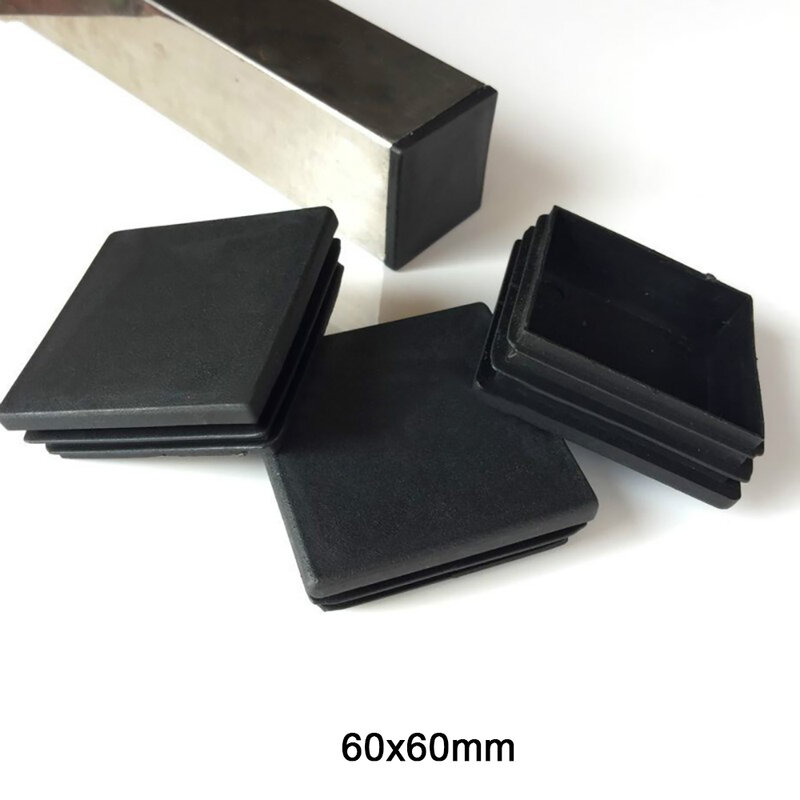 Tapas de plástico negras, insertos de tubo de 60x60mm, 60x80mm, 60x100mm, 60x120mm, 1/2/5/10 Uds.