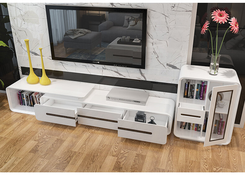 Meuble TV avec panneau en bois, design minimaliste, pour salon moderne, meuble tv + table basse + armoire