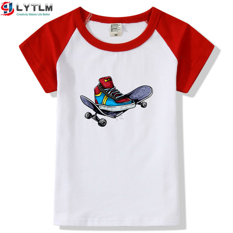 1505# Skate Streetwear Kids T Shirt for Boys Skateboard Toddler Girl Clothes Raglans Girls Shirts Summer Tops Girls T Shirts