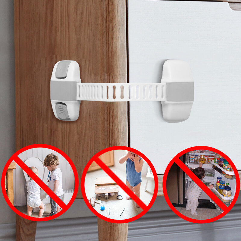 Eudemon 1 Pc Baby Veiligheid Verstelbare Multifunctionele Slot Kind Beschermende Kast Klink Kids Proofing Vriezer Lock Lade Stopper