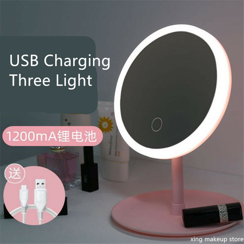 USB Adjustable Makeup Mirror With Led Mirrors Standing Mirror Touch Screen Mirror Backlit Light Cosmetic Mirrors Dropshipping 30
