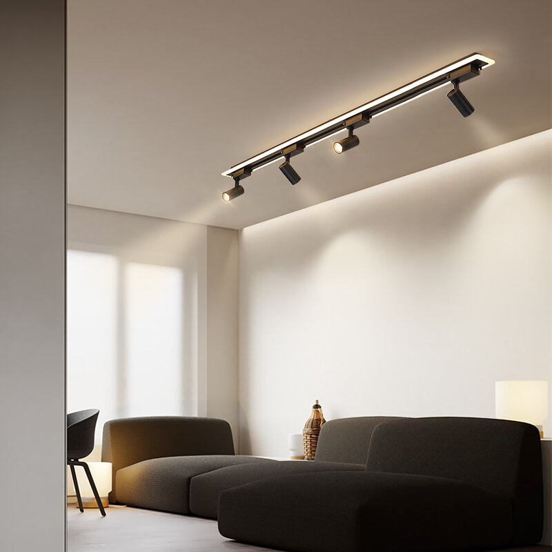 Lámpara de techo Led para sala de estar, iluminación de interior, moderna, de Metal negro, para dormitorio y comedor