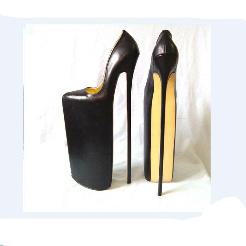 Zapatos de tacón de aguja con plataforma para mujer, calzado Sexy de cuero genuino con punta puntiaguda, tacones altos, talla US 5-13, n. ° 402, 15,75 pulgadas de altura