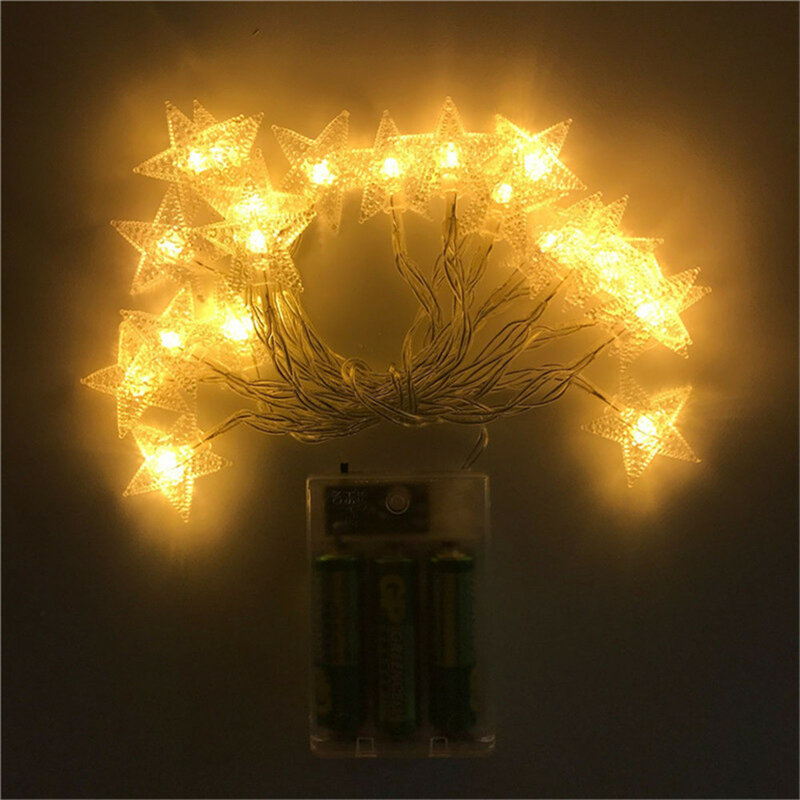 Lampu peri LED tali Garland Star lampu dalam ruangan tali kelap-kelip baterai karangan bunga dekorasi USB pesta Natal liburan pernikahan