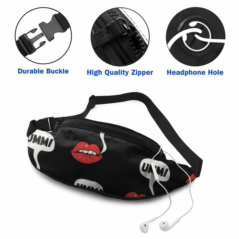 Lip Waist Bag Fitness Male Waist Pack Polyester Picture Bag