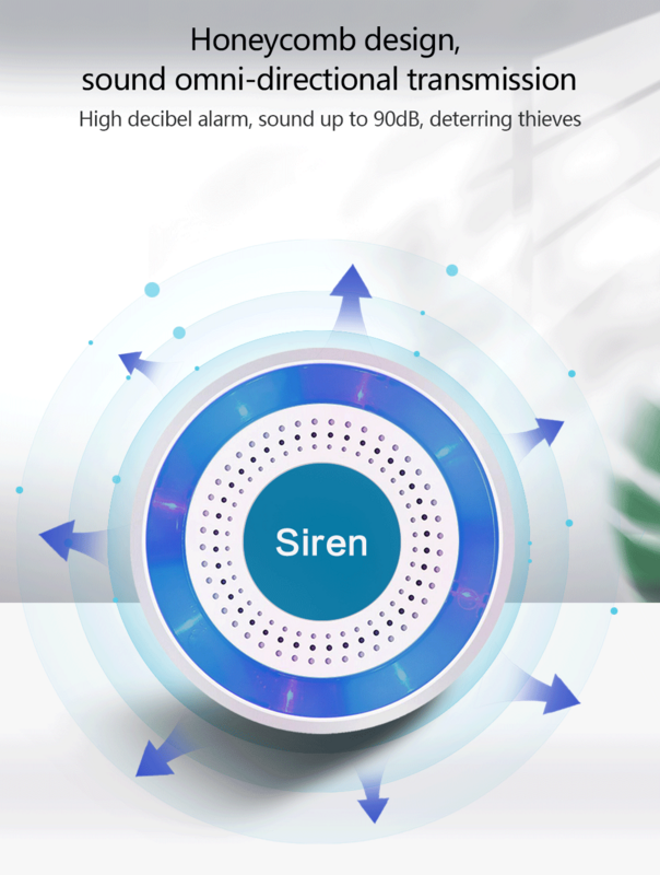 GauTone-Sirene Sem Fio para Sistema de Alarme de Segurança, Strobe Light, Alert Sensor para 433MHz, WiFi, GSM, 85dB