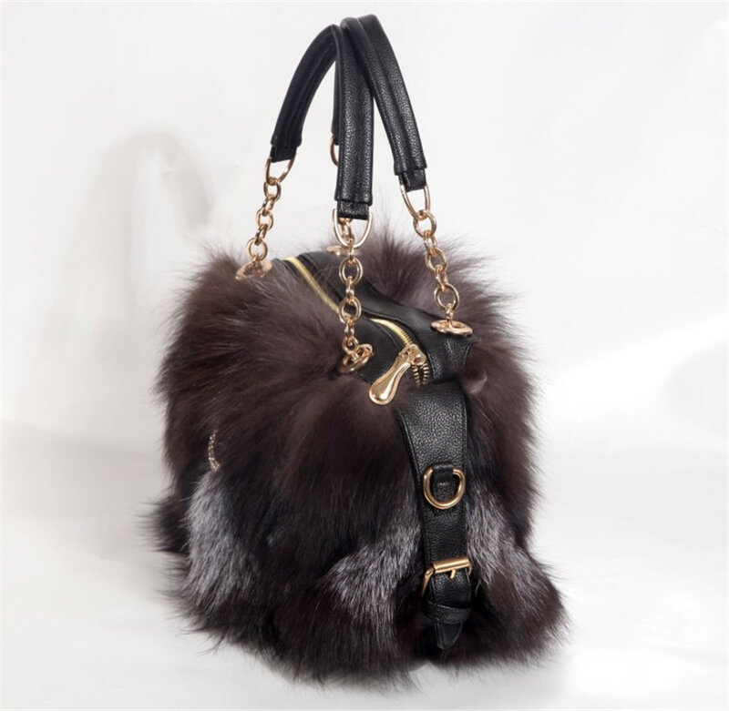 Сумка из натурального Лисьего меха, женская сумка, роскошная дизайнерская вечерняя сумка из натурального меха норки