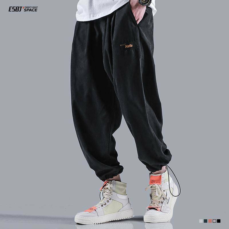 Plus size 5XL men cargo pants summer For men Elastic Waist Ankle Length casual loose movement trousers ankle banded pants black